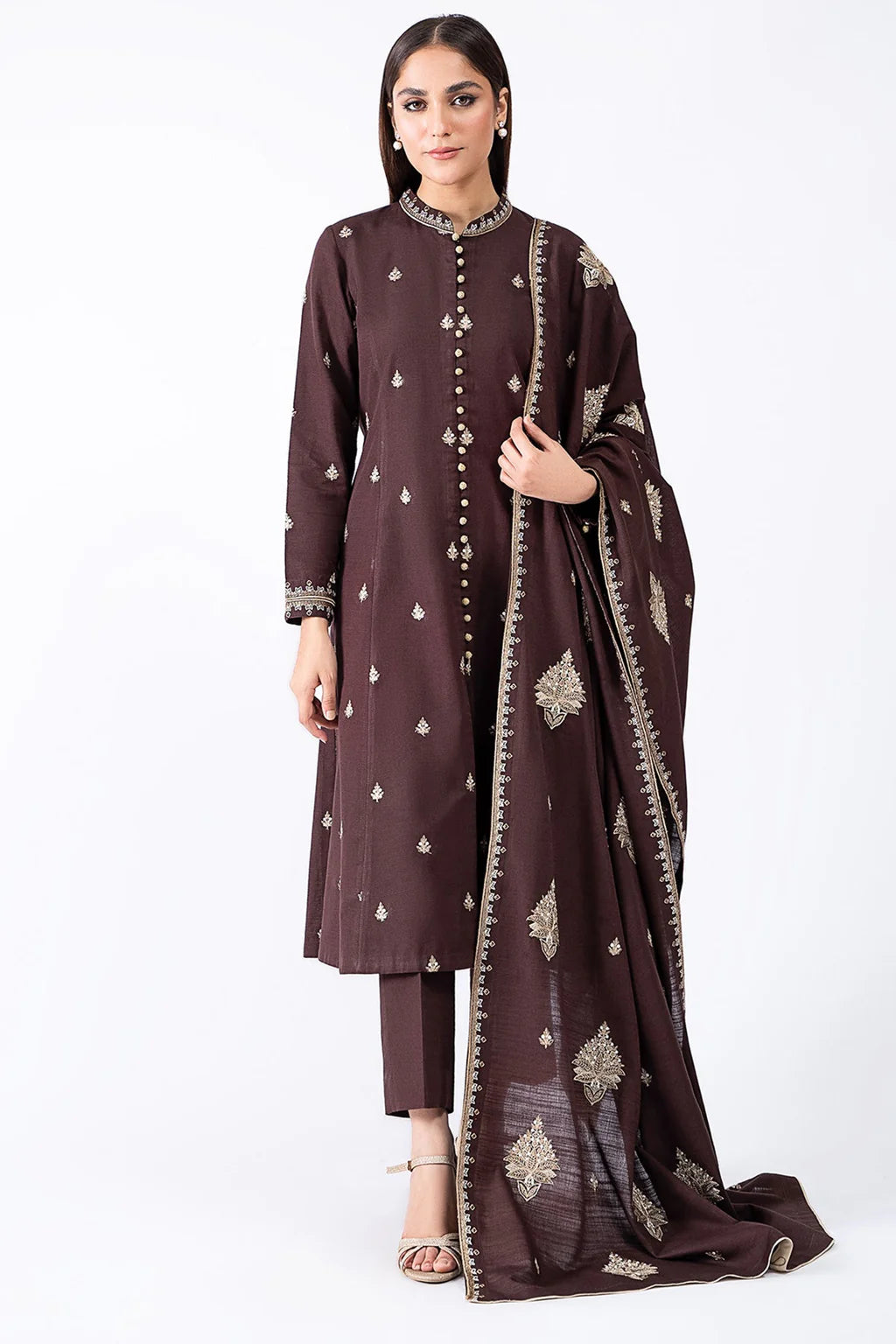 EMBROIDERED 3PC UNSTITCHED LAWN DRESS WITH EMBROIDERED DUPATTA D-133