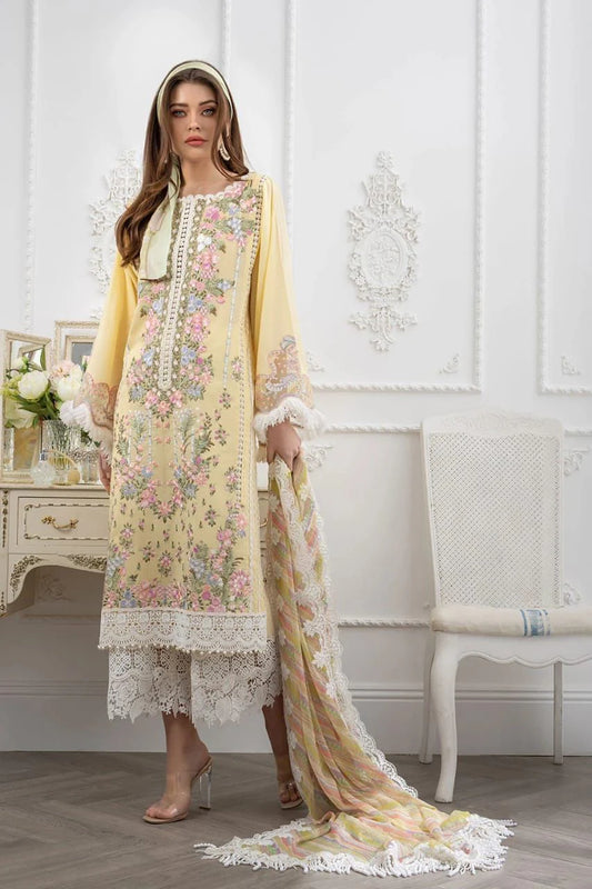 PREMIUM LAWN 3PC EMBROIDERED DRESS EMBROIDERED PRINT dupatta D-504