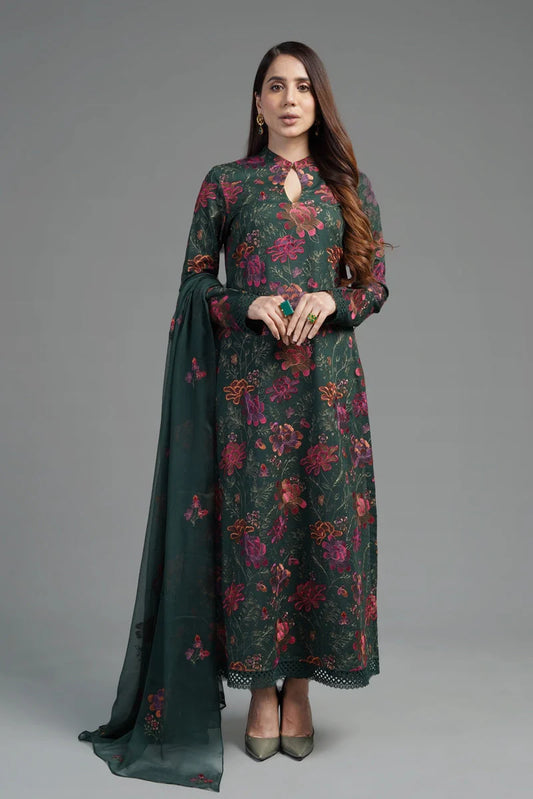 PREMIUM LAWN 3PC EMBROIDERED DRESS EMBROIDERED DUPATTA D-617