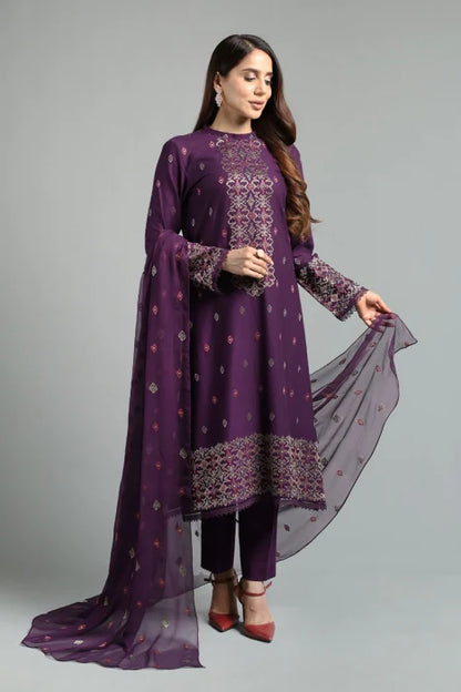 PREMIUM LAWN 3PC EMBROIDERED DRESS EMBROIDERED DUPATTA D-506