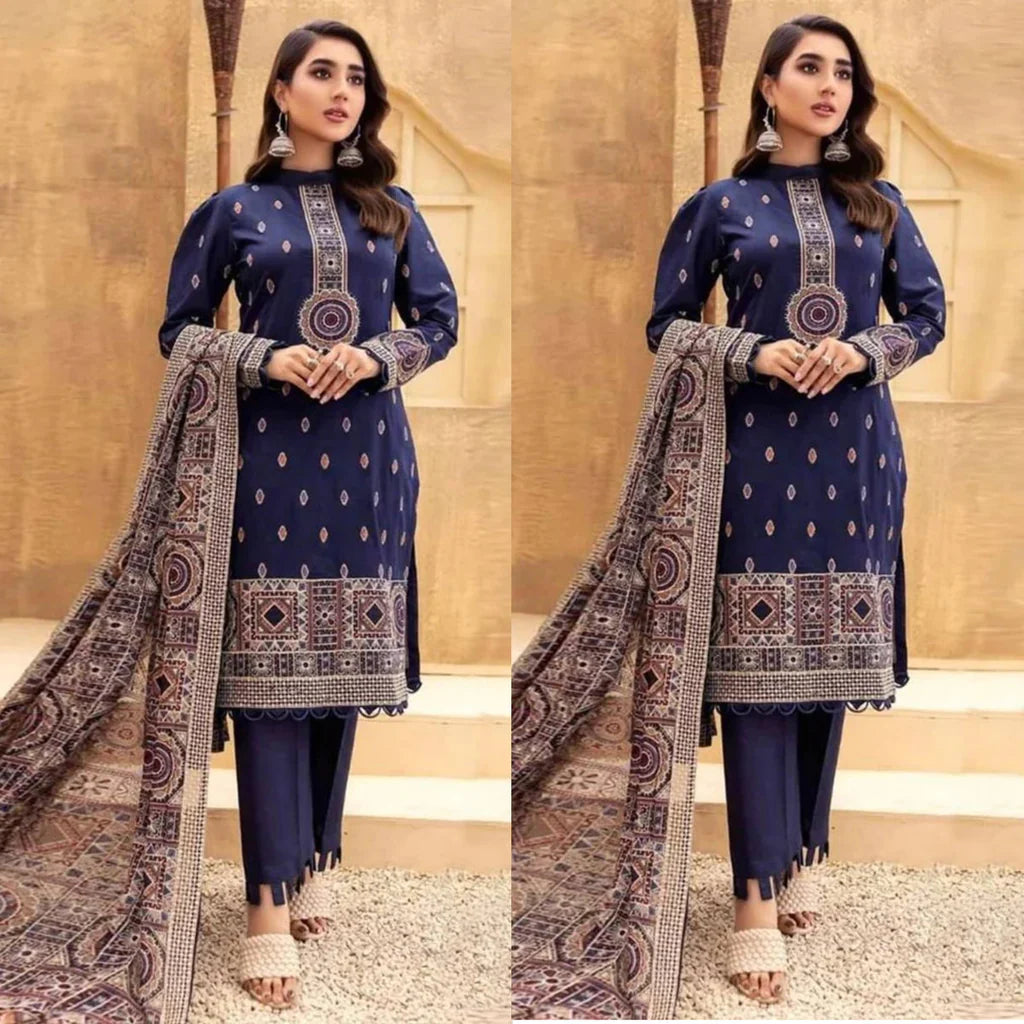 Lawn 3PC EMBROIDERED DRESS EMBROIDERED SHAWL D-944